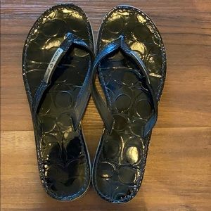 Black Coach Poppy Thong Sandals in size 6/6.5